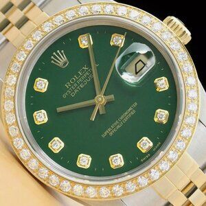 Mens Rolex 1.6ct++ Dial 18k Yellow Gold Green Dial Watch
